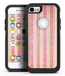 Pink Vertical Stripes Over Orange - iPhone 7 or 7 Plus Commuter Case Skin Kit