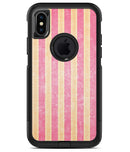 Pink Vertical Stripes Over Orange - iPhone X OtterBox Case & Skin Kits