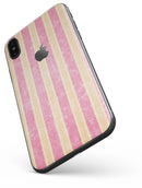 Pink Vertical Stripes Over Orange - iPhone X Skin-Kit