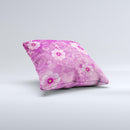 Pink Vintage Flowers with Swirls ink-Fuzed Decorative Throw Pillow