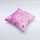 Pink Vintage Flowers with Swirls ink-Fuzed Decorative Throw Pillow