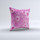 Pink Vintage Flowers with Swirls ink-Fuzed Decorative Throw Pillow