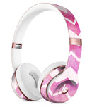Pink Water Color with White Chevron Full-Body Skin Kit for the Beats by Dre Solo 3 Wireless Headphones
