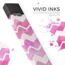 Pink Water Color with White Chevron - Premium Decal Protective Skin-Wrap Sticker compatible with the Juul Labs vaping device