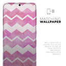Pink Water Color with White Chevron - Premium Vinyl Skin Decal for Samsung Galaxy S25 Ultra, S24, S23, S22 & All Galaxy S Models