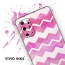 Pink Water Color with White Chevron - Premium Vinyl Skin Decal for Samsung Galaxy S25 Ultra, S24, S23, S22 & All Galaxy S Models