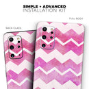 Pink Water Color with White Chevron - Premium Vinyl Skin Decal for Samsung Galaxy S25 Ultra, S24, S23, S22 & All Galaxy S Models