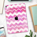 Pink Water Color with White Chevron - Full Body Skin Decal for the Apple iPad Pro 12.9", 11", 10.5", 9.7", Air or Mini (All Models Available)