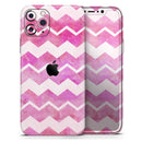 Pink Water Color with White Chevron - Vinyl Skin Wrap for iPhone 17 Pro Max, 17 Pro, 17 Air, 17, 16 & All Models — Soft Matte or Ultra Gloss