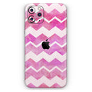 Pink Water Color with White Chevron - Vinyl Skin Wrap for iPhone 17 Pro Max, 17 Pro, 17 Air, 17, 16 & All Models — Soft Matte or Ultra Gloss