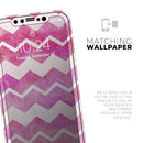 Pink Water Color with White Chevron - Vinyl Skin Wrap for iPhone 17 Pro Max, 17 Pro, 17 Air, 17, 16 & All Models — Soft Matte or Ultra Gloss