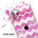 Pink Water Color with White Chevron - Vinyl Skin Wrap for iPhone 17 Pro Max, 17 Pro, 17 Air, 17, 16 & All Models — Soft Matte or Ultra Gloss