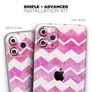 Pink Water Color with White Chevron - Vinyl Skin Wrap for iPhone 17 Pro Max, 17 Pro, 17 Air, 17, 16 & All Models — Soft Matte or Ultra Gloss