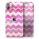 Pink Water Color with White Chevron - Vinyl Skin Wrap for iPhone 17 Pro Max, 17 Pro, 17 Air, 17, 16 & All Models — Soft Matte or Ultra Gloss
