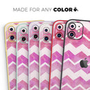 Pink Water Color with White Chevron - Vinyl Skin Wrap for iPhone 17 Pro Max, 17 Pro, 17 Air, 17, 16 & All Models — Soft Matte or Ultra Gloss