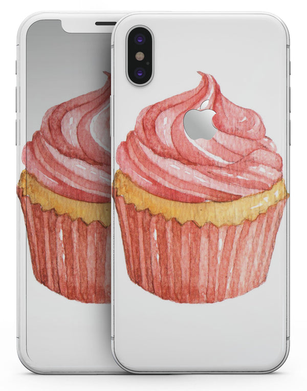 Pink Watercolor Cupcake Swirl - iPhone X Skin-Kit