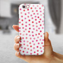Pink Watercolor Dots over White iPhone 6/6s or 6/6s Plus 2-Piece Hybrid INK-Fuzed Case