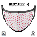 Pink Watercolor Dots over White - Made in USA Mouth Cover Unisex Anti-Dust Cotton Blend Reusable & Washable Face Mask with Adjustable Sizing for Adult or Child