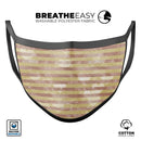 Pink Watercolor Grunge with Gold Stripes - Made in USA Mouth Cover Unisex Anti-Dust Cotton Blend Reusable & Washable Face Mask with Adjustable Sizing for Adult or Child