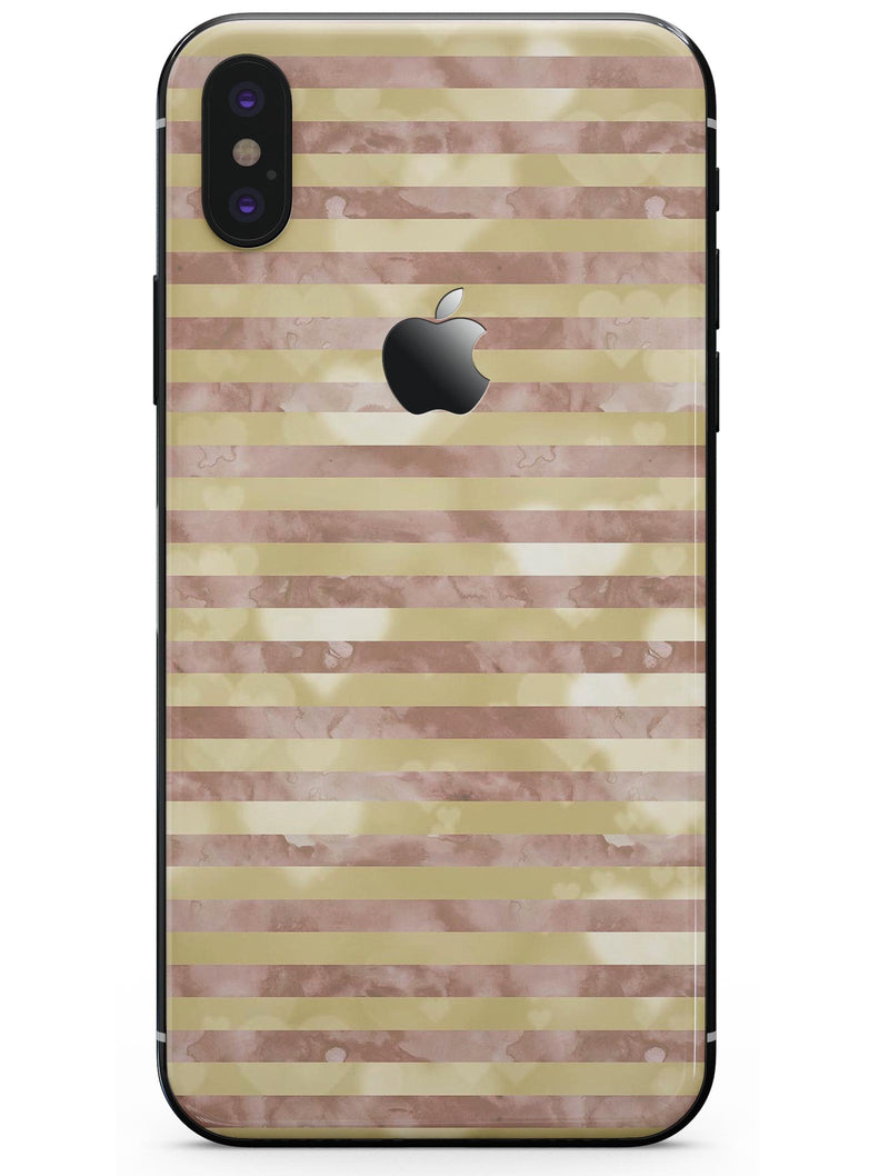 Pink Watercolor Grunge with Gold Stripes - iPhone X Skin-Kit