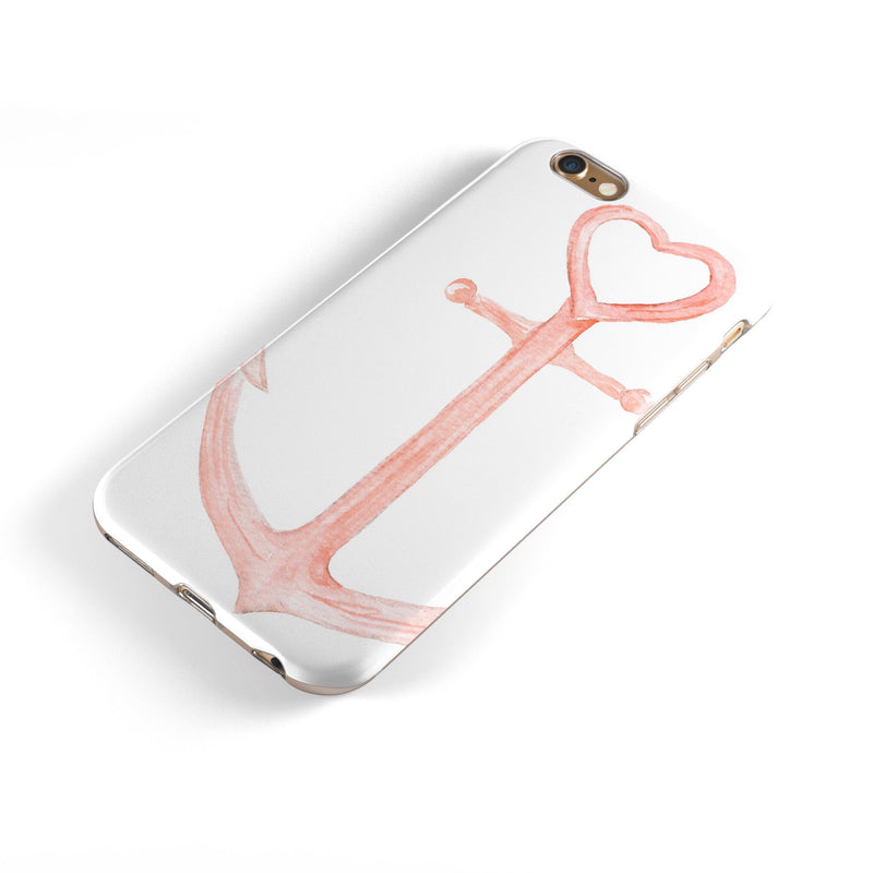 Pink Watercolor Heart Anchor iPhone 6/6s or 6/6s Plus 2-Piece Hybrid INK-Fuzed Case