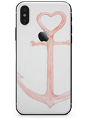 Pink Watercolor Heart Anchor - iPhone X Skin-Kit