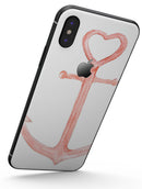 Pink Watercolor Heart Anchor - iPhone X Skin-Kit