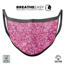 Pink Watercolor Hearts - Made in USA Mouth Cover Unisex Anti-Dust Cotton Blend Reusable & Washable Face Mask with Adjustable Sizing for Adult or Child