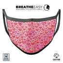 Pink Watercolor Hearts V2 - Made in USA Mouth Cover Unisex Anti-Dust Cotton Blend Reusable & Washable Face Mask with Adjustable Sizing for Adult or Child