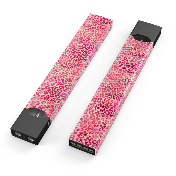 Pink Watercolor Leopard Pattern - Premium Decal Protective Skin-Wrap Sticker compatible with the Juul Labs vaping device