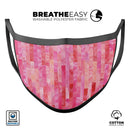 Pink Watercolor Patchwork - Made in USA Mouth Cover Unisex Anti-Dust Cotton Blend Reusable & Washable Face Mask with Adjustable Sizing for Adult or Child