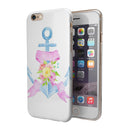Pink Watercolor Ribbon Over Anchor iPhone 6/6s or 6/6s Plus 2-Piece Hybrid INK-Fuzed Case