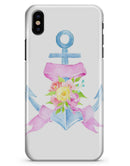Pink Watercolor Ribbon Over Anchor - iPhone X Clipit Case