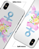 Pink Watercolor Ribbon Over Anchor - iPhone X Clipit Case