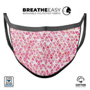 Pink Watercolor Triangle Pattern - Made in USA Mouth Cover Unisex Anti-Dust Cotton Blend Reusable & Washable Face Mask with Adjustable Sizing for Adult or Child