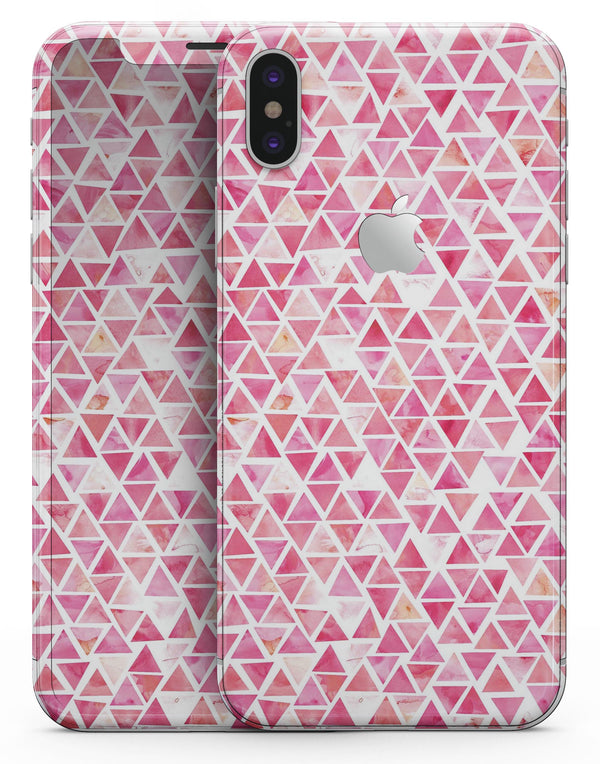 Pink Watercolor Triangle Pattern - iPhone X Skin-Kit