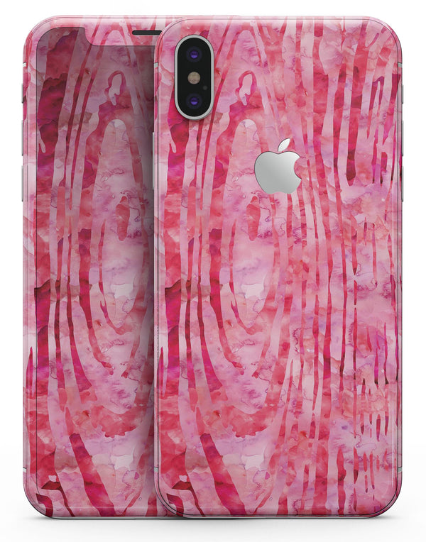 Pink Watercolor Woodgrain - iPhone X Skin-Kit