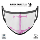 Pink Watercolored Heart Anchor - Made in USA Mouth Cover Unisex Anti-Dust Cotton Blend Reusable & Washable Face Mask with Adjustable Sizing for Adult or Child