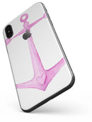 Pink Watercolored Heart Anchor - iPhone X Skin-Kit