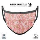 Pink Waterstrokes Over Scattered Gold - Made in USA Mouth Cover Unisex Anti-Dust Cotton Blend Reusable & Washable Face Mask with Adjustable Sizing for Adult or Child