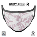 Pink Wavy Leaves Pattern - Made in USA Mouth Cover Unisex Anti-Dust Cotton Blend Reusable & Washable Face Mask with Adjustable Sizing for Adult or Child