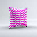 Pink & White Chevron Pattern Ink-Fuzed Decorative Throw Pillow
