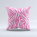 Pink & White Vector Zebra Print ink-Fuzed Decorative Throw Pillow