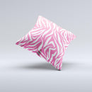 Pink & White Vector Zebra Print ink-Fuzed Decorative Throw Pillow