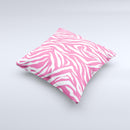 Pink & White Vector Zebra Print ink-Fuzed Decorative Throw Pillow