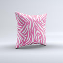Pink & White Vector Zebra Print ink-Fuzed Decorative Throw Pillow