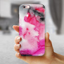 Pink and Black Absorbed Watercolor Texture iPhone 6/6s or 6/6s Plus 2-Piece Hybrid INK-Fuzed Case