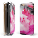 Pink and Black Absorbed Watercolor Texture iPhone 6/6s or 6/6s Plus 2-Piece Hybrid INK-Fuzed Case