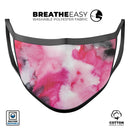 Pink and Black Absorbed Watercolor Texture - Made in USA Mouth Cover Unisex Anti-Dust Cotton Blend Reusable & Washable Face Mask with Adjustable Sizing for Adult or Child