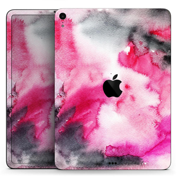 Pink and Black Absorbed Watercolor Texture - Full Body Skin Decal for the Apple iPad Pro 12.9", 11", 10.5", 9.7", Air or Mini (All Models Available)